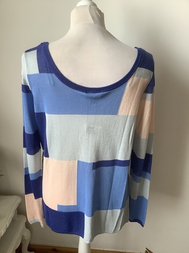 BNWT MEXX Blue Beige Round Neck Long Sleeve Thin Jumper Size Large rrp£56 - Picture 6 of 8