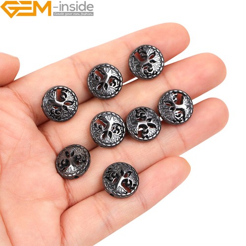 Cuentas de hematita negras naturales fabricación de joyas poder energía chakra 15" moneda cruz - Imagen 48 de 360