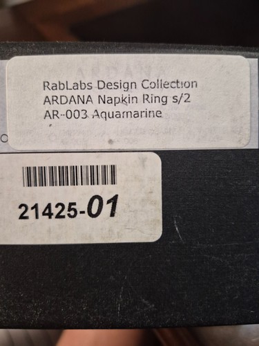 RARO ANELLO TOVAGLIOLO ANNA NEW YORK di RABLABS ARDANA set di 2 ACQUAMARINA nuovo con scatola - Foto 4 di 5