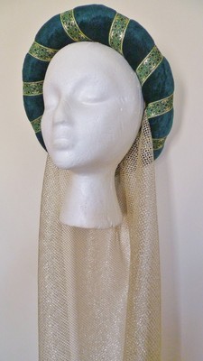 Green /& Gold Medieval Headdress MADE TO ORDER Gothic Headpiece Pagan Circlet Hat