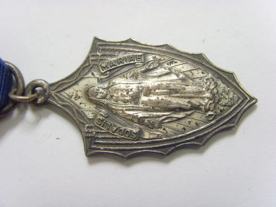 старинный арт-деко католическая большая медаль sodalis mariae священное сердце Иисуса 50257 - Изображение 4 из 4