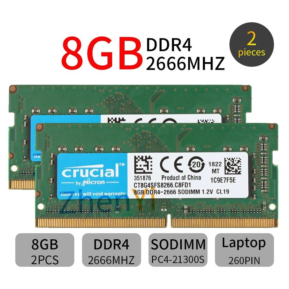 32GB 16GB 8GB DDR4 2666MHz PC4-21300 260Pin SODIMM Laptop Memory For Crucial LOT - Image 3 of 4