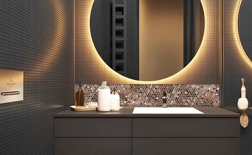 Copper Black Penny Round Mosaic Tiles - Elegant Art Deco for 5 Sq. Ft. Coverage - Picture 8 of 11
