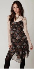 Free People Women's Multicolor Floral IN BLACK Layered Dress  Size 6 #C2