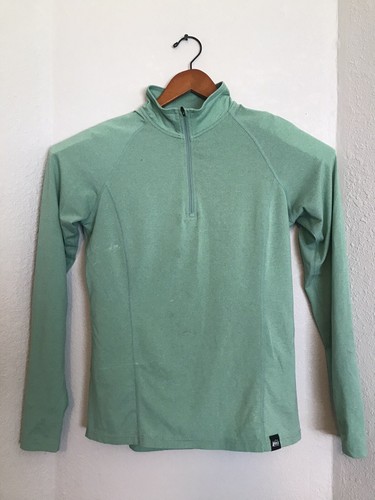 Camiseta pulóver cooperativa REI para mujer verde medio 1/4 cremallera larga Slv - Imagen 1 de 8