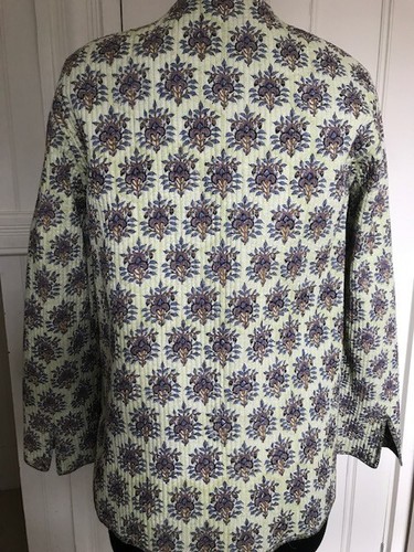 Womens Cotton Quilted Floral Reversible Long Jacket SZ L - Picture 4 of 9