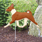 Basenji Outdoor Garden Sign Hand Painted Figure Red/White