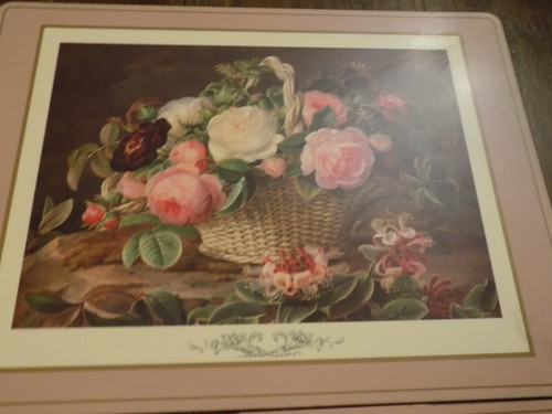 Vtg SET Lot 8 Pimpernel Floral Bouquet Cork Backed Placemats Lg & 1 small trivet - Picture 14 of 16