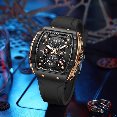 Orologio da Polso Quarzo Sport Silicone Quadrato Moderno Multicolore Impermeabile Uomo Regalo - Foto 4 di 29