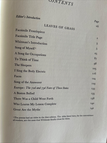 Walt Whitman Leaves of Grass The First Edition 1855 Barnes & Noble 1997 Printing - Foto 4 di 8