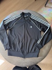 ADIDAS 3 Stripe Track Jacket Full Zip Black  White Zip Pockets Size L Women  s