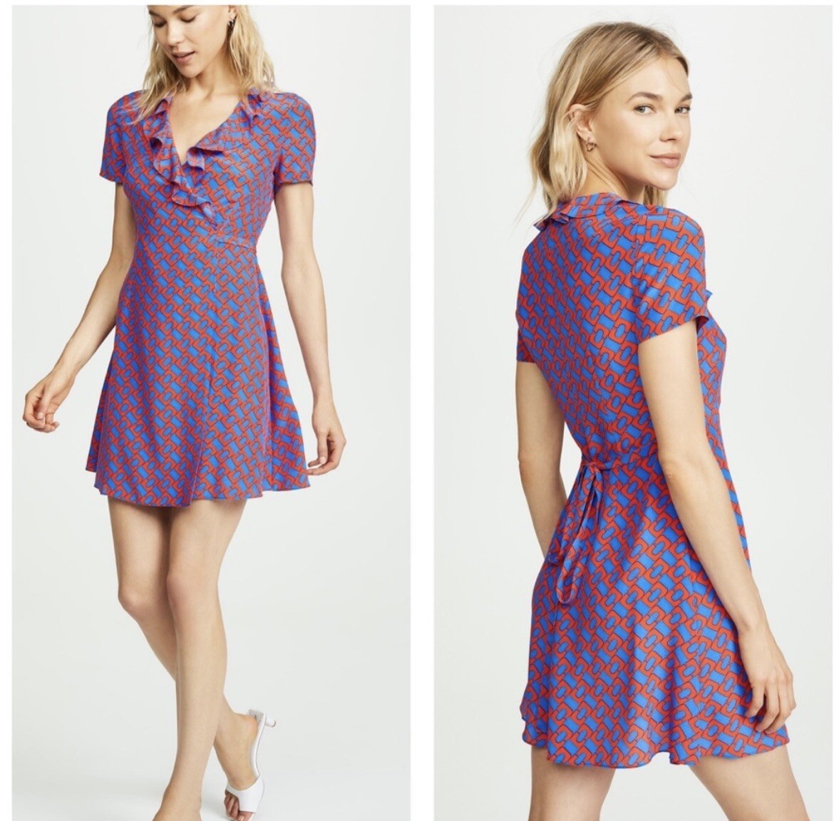 Brand NWT DVF Savilla 100% Silk Chain Print Wrap Dress Size 10