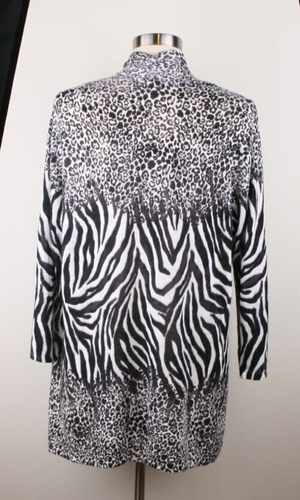 Chico's Size 0 Cardigan Midi Open Front Linen Blend Zebra Cheetah Small US 4 - Picture 5 of 6