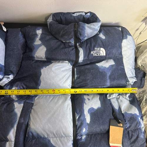 Supreme North Face Bleached Denim Print Nuptse Jacket Men's Size XL - Picture 10 of 13