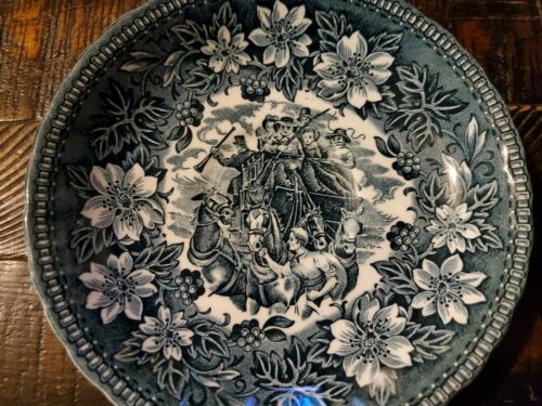 "Platillo Royal Tudor Ware Coaching Taberns 1828 Staffordshire Inglaterra 5 3/4" - Imagen 3 de 5