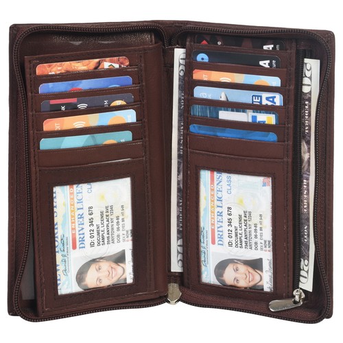 Men's Bifold Leather Zip Coin Long Wallet Multi Card Holder Purse Clutch Handbag - Picture 2 of 10