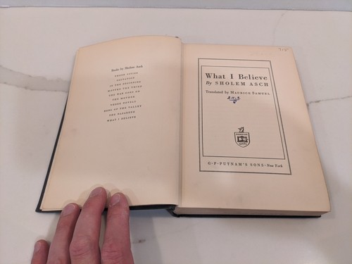 1941 WHAT I BELIEVE (1st Ed) by Sholem Asch G.P. Putnam's Sons - HC - Picture 7 of 11
