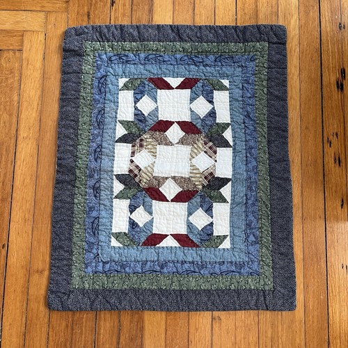 Vintage Patchwork Quilt Pillow Sham Blue Multicolor Standard Size Set Of 2 - Picture 5 of 12