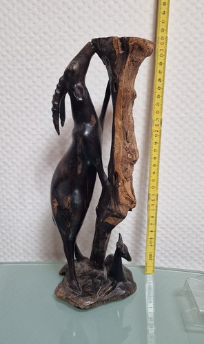 30cm Giraffen Gazelle Holz Wurzel Baum Tier Figur Antilope Kalp Handgeschnitzt S - Bild 14 von 14
