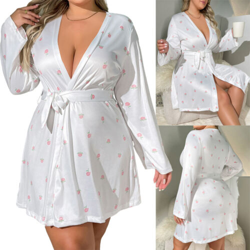 Sexy Robe Satin Lingerie Women Lace Dress Babydoll Nightgown Sleepwear pajamas - Picture 2 of 30