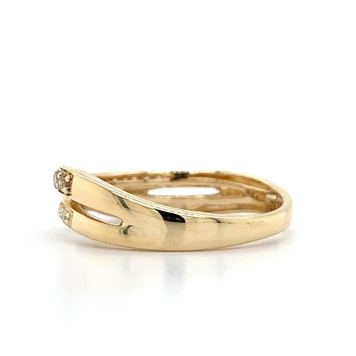 Le Vian 14K Yellow Gold Chocolate Brown & White Round Diamond Cross Over Band - Picture 7 of 10
