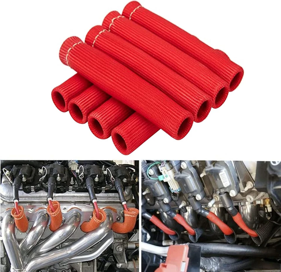 8Pack Spark Plug Wire Boots Protector Sleeve Heat Shield Cover Fit LS1/LS2 2500° - Image 3 of 4
