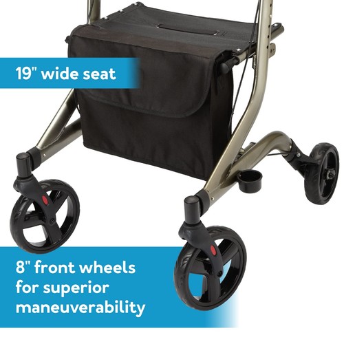 Carex Crosstour Rolling Walker Rollator - Rolling Walker with Seat - Folding, - Picture 5 of 9