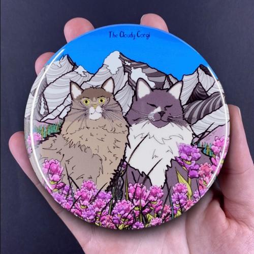 Maine Coon Cat Mountain Magnet Handmade Retro Pet Portrait Art Gift Decor 3.5" - Picture 3 of 21