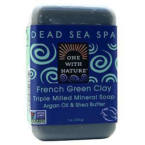 One With Nature Dead Sea Spa - Минеральное мыло тройного помола с французской зеленой глиной, 7 унций