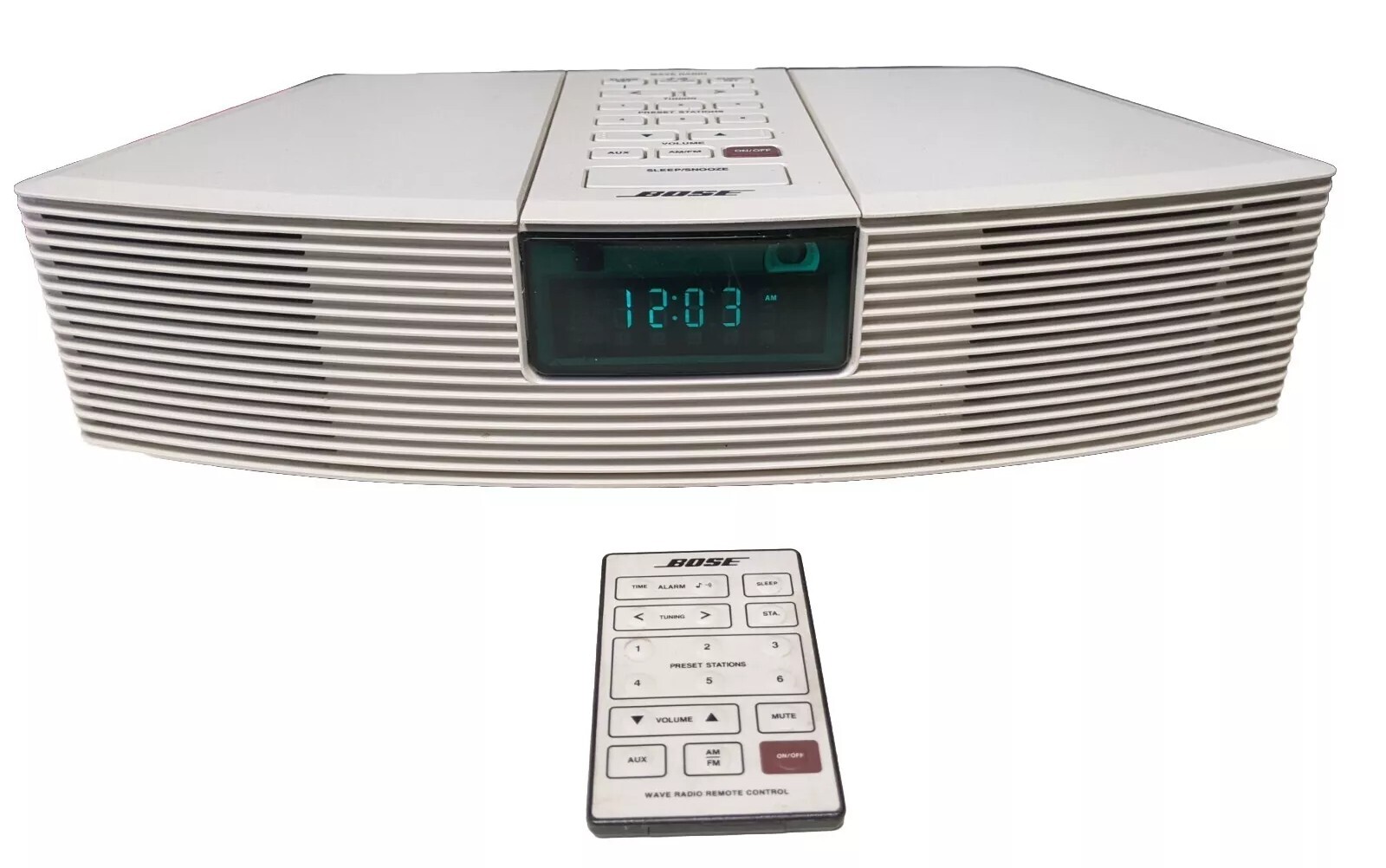 BOSE Wave Radio Alarm Clock AM/FM/AUX Beige AWR11W + Remote TESTED Great Sound eBay