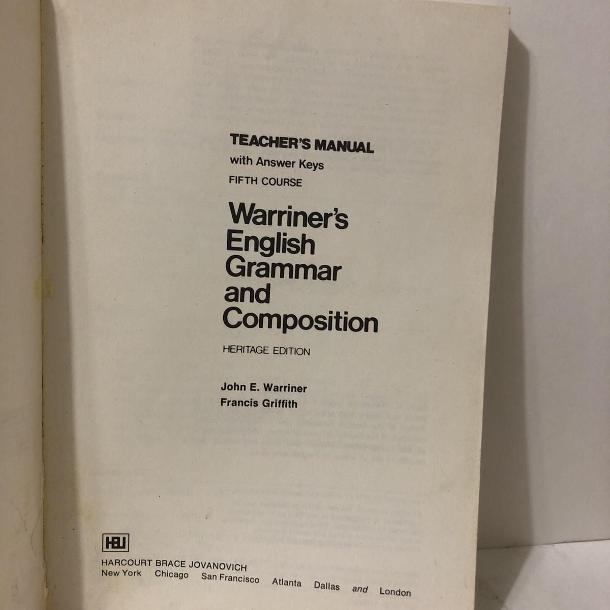 Warriner's English Grammar and Composition Fifth Course