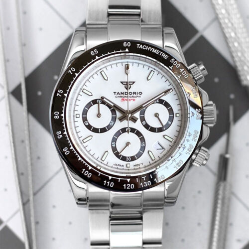 Tandorio Rose Gold 39mm Chronograph Sapphire Crystal Men Watch VK63 Quartz Steel - Picture 35 of 36