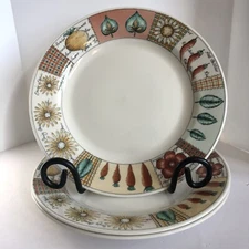 Pier 1 Angleterre Vegetable Patch Dinner Plates 10.25" Ivory Multi Set of 3