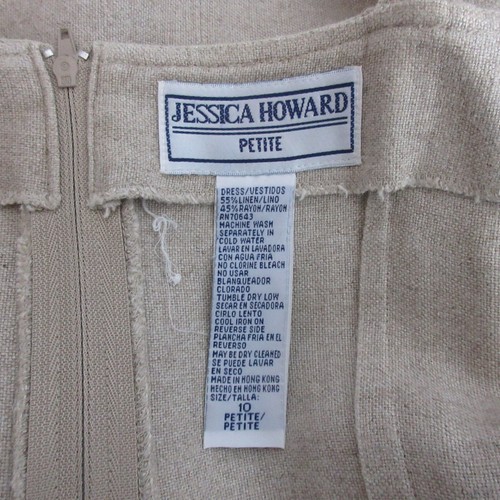 Jessica Howard Petite 10 Jumper Dress Linen Blend Natural .5" Straps Lagenlook - Picture 5 of 7
