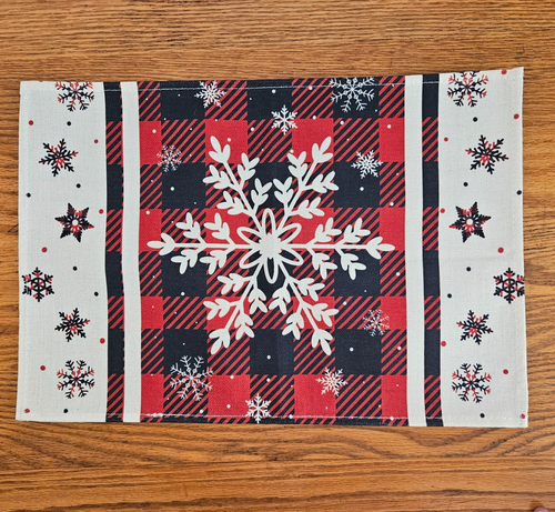 Juego de 8 manteles individuales Buffalo Plaid copo de nieve casa de campo vacaciones de invierno 12x18" - Imagen 9 de 11