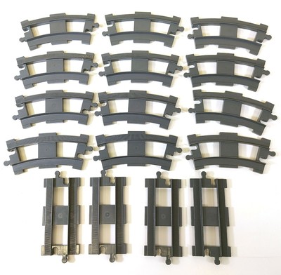16 GREY DUPLO TRAIN RAILWAY TRACK PIECES STRAIGHT AND CURVED No 6378 6377 OVAL 16 GREY DUPLO TRAIN RAILWAY TRACK PIECES STRAIGHT AND CURVED No 6378 6377 OVAL