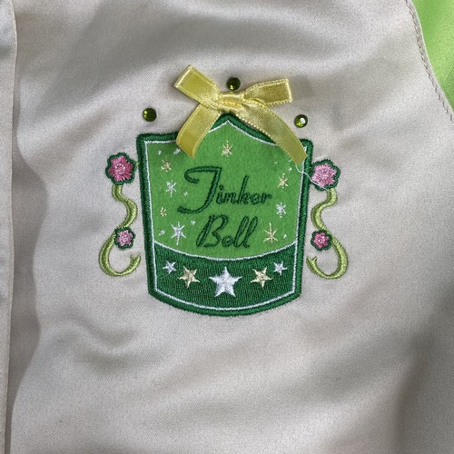 The Disney Store Big Girls Large Tinkerbell Satin Bomber Green Jacket Embroidery - Picture 4 of 16