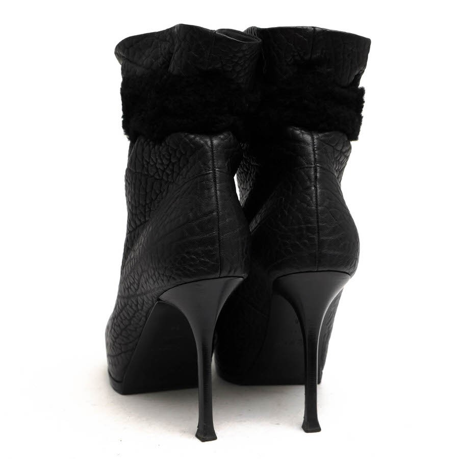 Saint Laurent TRIBTOO S 80 ABOOT Short Boots Shoes EU 38 US 8 Leather Black thumbnail 13