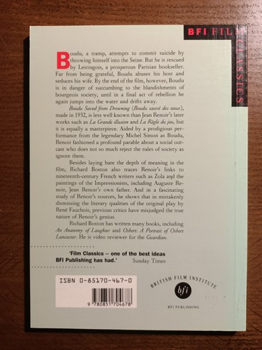 Boudo Saved from Drowning by Richard Boston (BFI Film Classics) - 1994 New UK PB - Picture 2 of 5