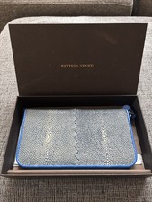 Bottega Veneta Brand New NEVER USED Blue String Ray Zip Around Wallet