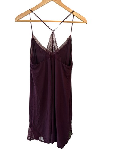Victoria’s Secret Nachthemd Morgenmantel Set groß dunkel lila Spitze Stretch kurz Slip - Bild 7 von 18