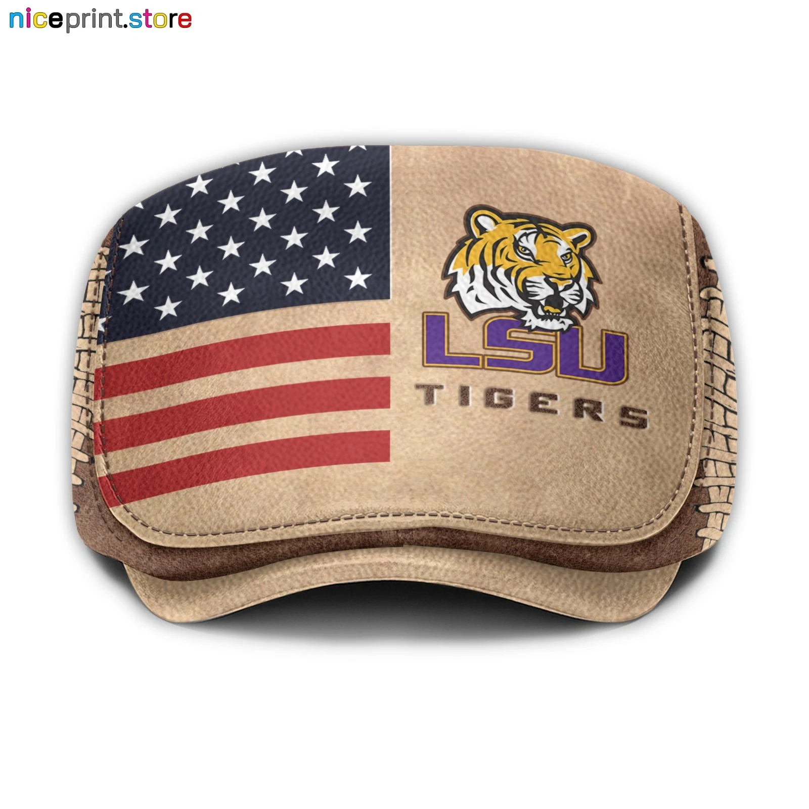 Leather Cap LSU Team Tigers Jeff Cap NCAA Driver Cap NCAA Flat Cap NCAA Golf Cap