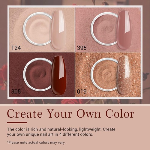 AZUREBEAUTY Dip Powder Nagelset Starter, 4 Farben Haut Nude Braun Glitzer - Bild 4 von 8