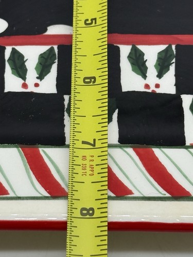Onieda Sakura Fiddlestix Candy Cane Cat Christmas 8" Square Plate - Picture 8 of 8
