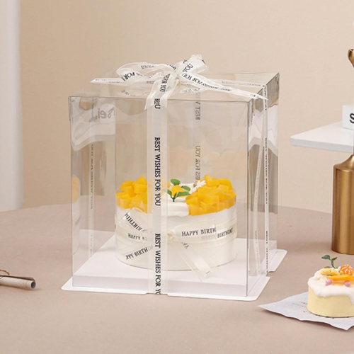 6er Pack Klar Kuchen Box 2-lagig Transparent Kuchen Box Band 10" x 10" x 9" Hoch - Bild 4 von 7