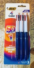 BIC 4 Color Pen 50th BIRTHDAY Limited Edition 3pk Sealed Brand New