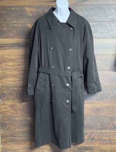 Ralph Lauren Chap Double-Breast Trench Coat Mens 44R Black Wool Removable Liner - Picture 12 of 16