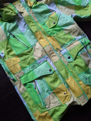 Chaqueta de esquí para nieve mezcla especial para hombre con capucha verde amarillo a cuadros tormenta 15k talla S - Imagen 5 de 15