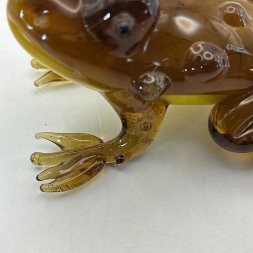 Frog / Toad Art Glass Hand Blown In Gold With Yellow Under Belly 7 Cm Long - Picture 6 of 14