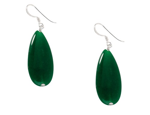 Green Jade Earrings in Sterling Silver - Picture 2 of 4
